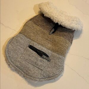 Cozy neutrals sherpa lined Dog jacket with Zipper Accents